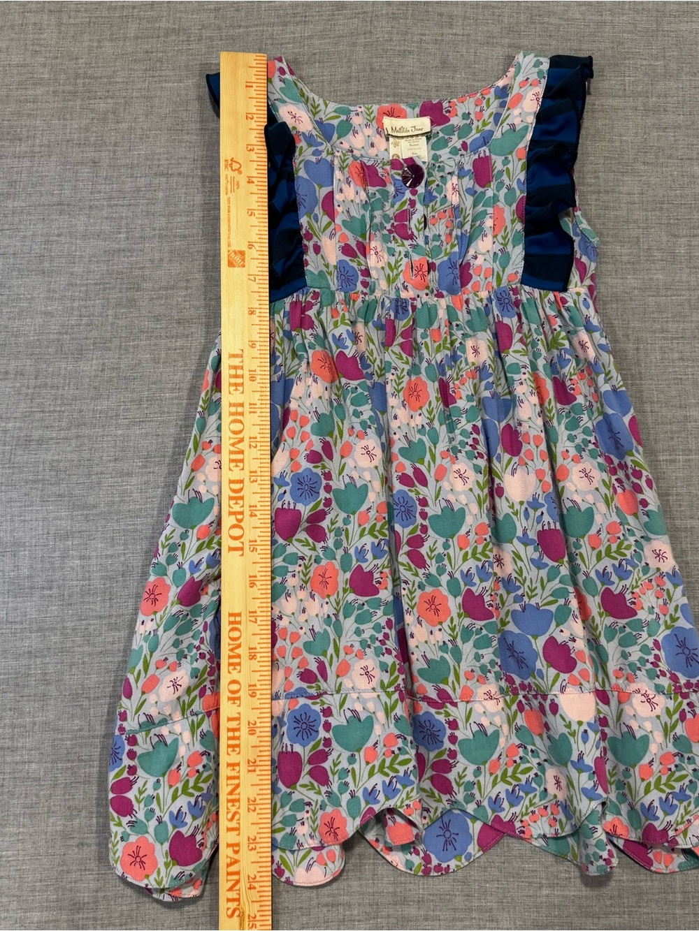 Matilda Jane Girls Dress Size 6 Floral Ruffle Sleeveless Handkerchief Hem - Picture 5 of 6